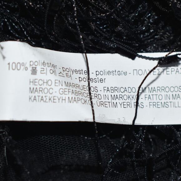 ZARA Basics Women's Tiered Fringe Mesh Top Black Size XS - Picture 6 of 8